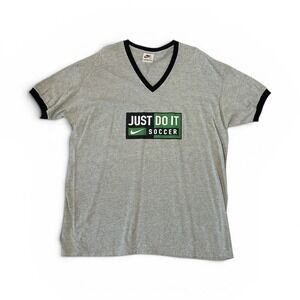 Vintage 90s Nike Just Do It Soccer Ringer T Shirt USA Made XL